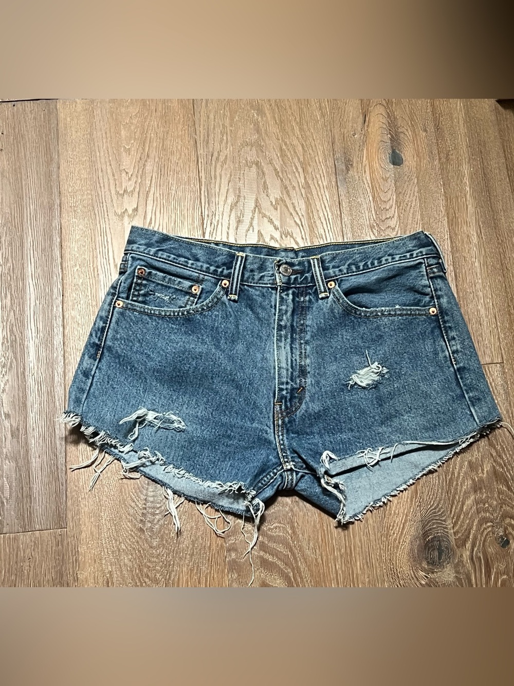 Levi’s 505 Denim Distressed High-Rise Women’s Shorts - Blue